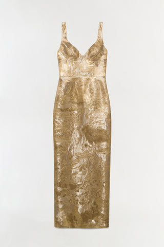 Viella Metallic Jacquard Gown