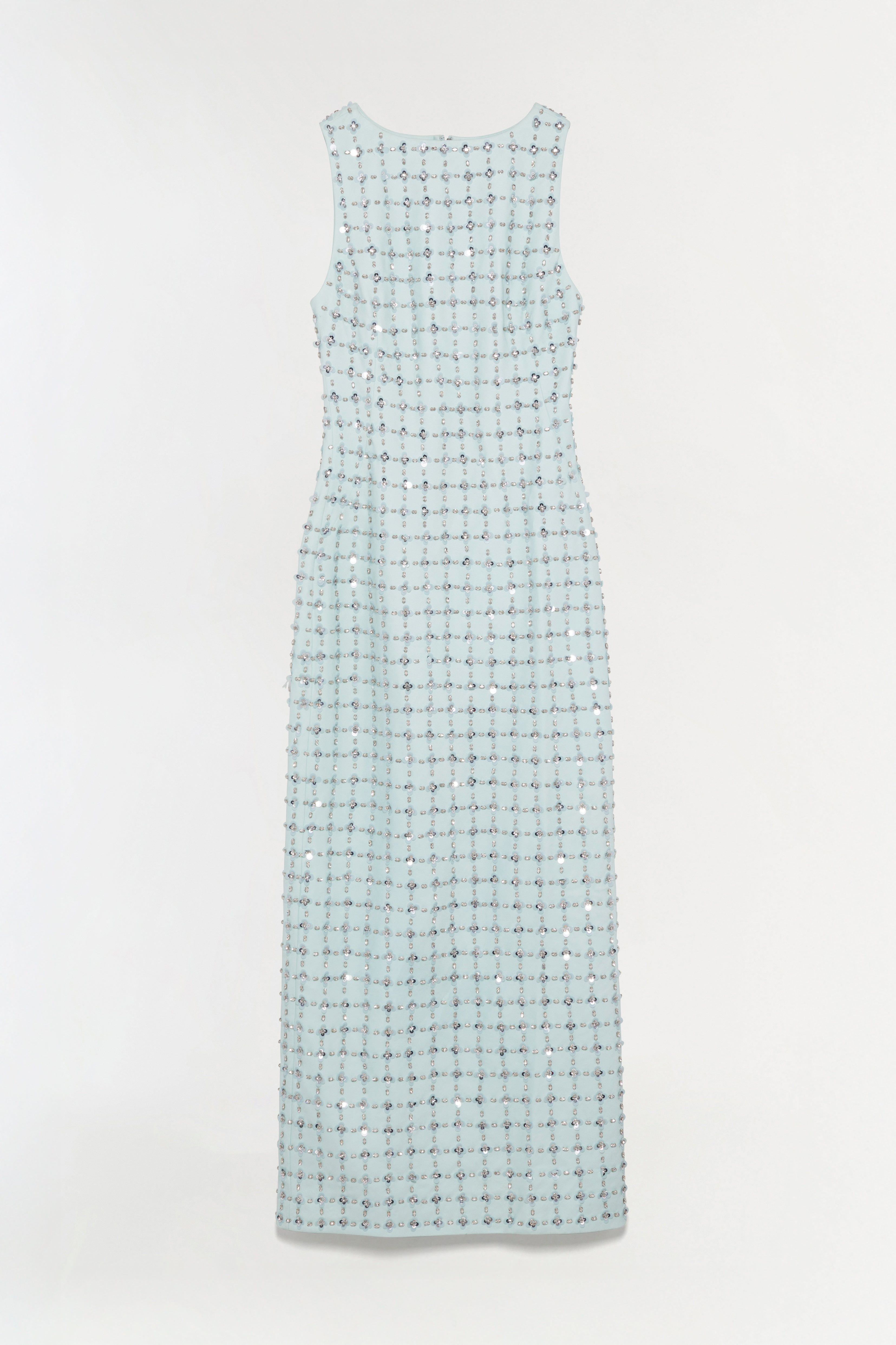 blue embellished midi dress Blue Coast Plus Floral Embellished Flutter Sleeve Midi Dress