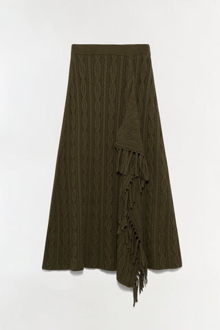 Kara Wool Fringe Midi Skirt