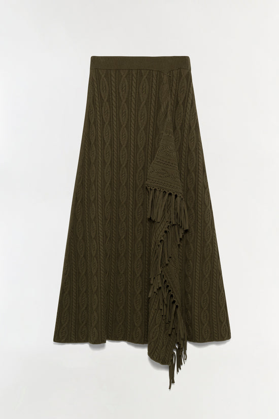 Kara Wool Fringe Midi Skirt