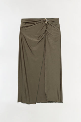 Kora Satin Wrap Midi Skirt