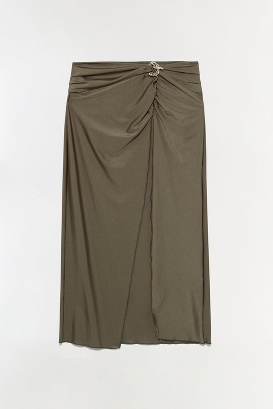 Kora Satin Wrap Midi Skirt