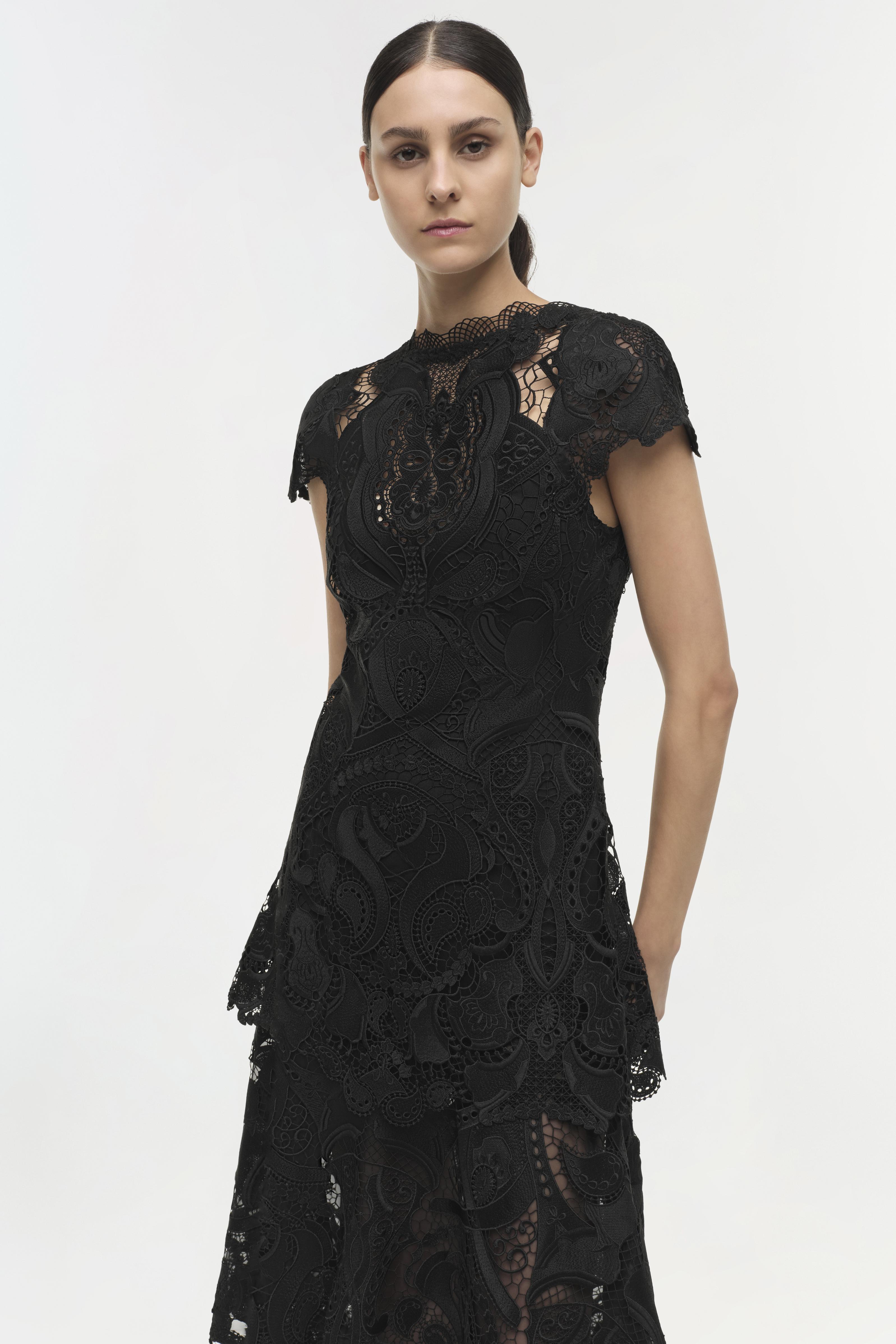 Simkhai Guipure Lace Belted Midi Dress - Black Simkhai Guipure Lace Belted Midi Dress - Black