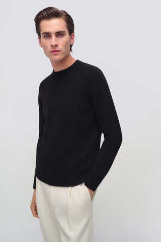 Black Carlton Long Sleeve Crewneck Sweater - SIMKHAI