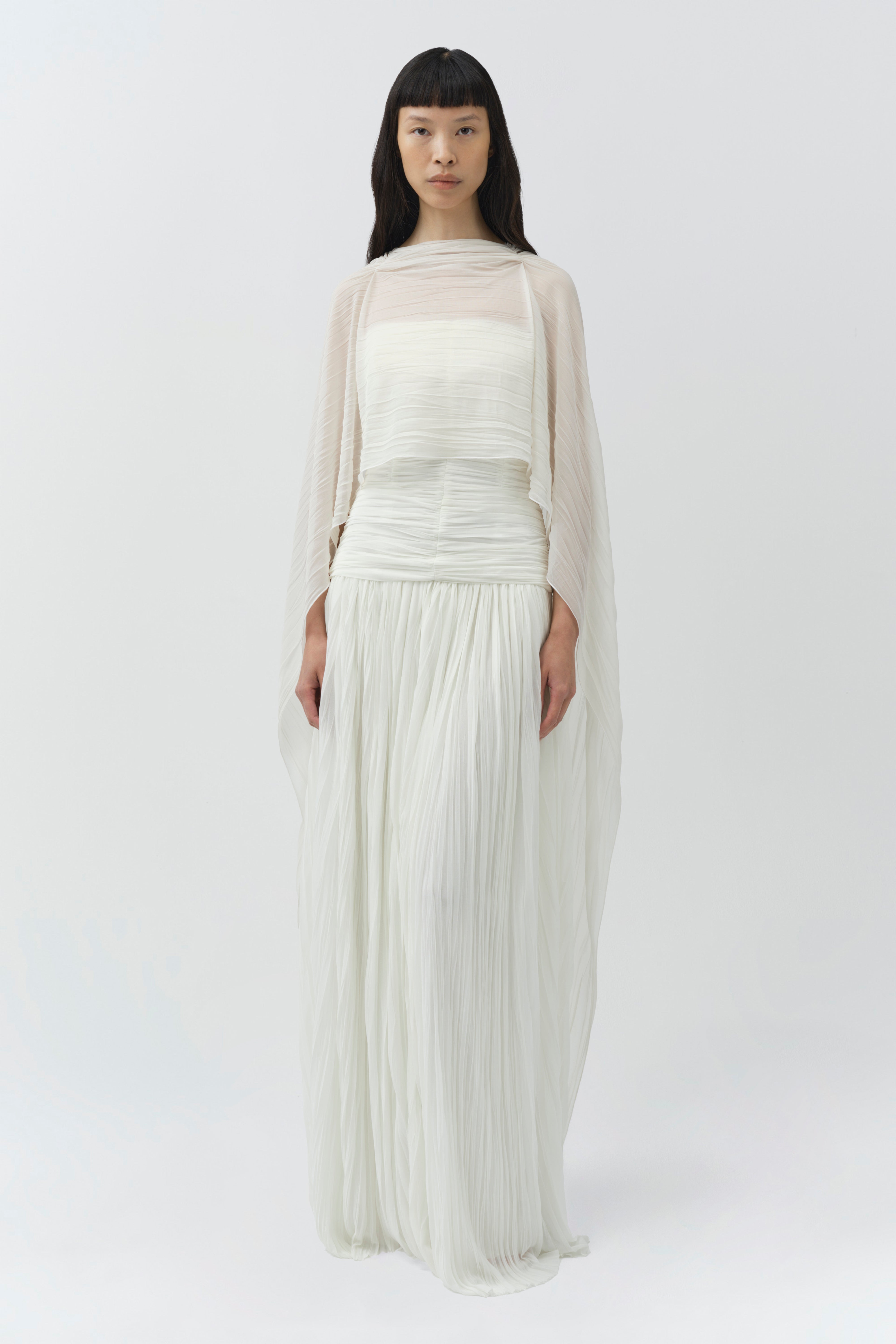 SIMKHAI Danielle Strapless Crinkle Jersey Bustier Gown, Ivory, Women's, 8