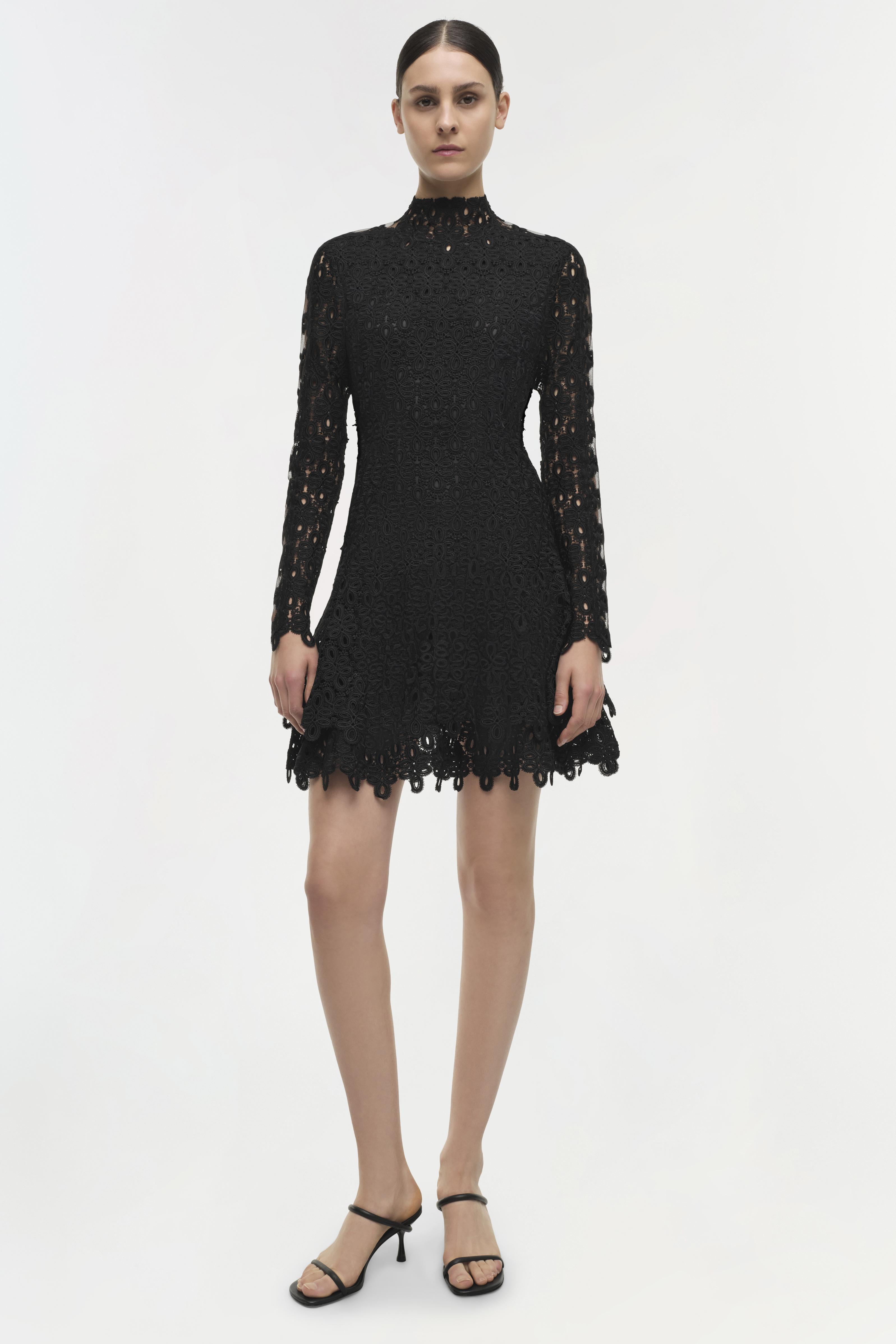 Simkhai Women's Joy Lace Mock Neck Mini Dress - Black - Size 8 Simkhai Women's Joy Lace Mock Neck Mini Dress - Black - Size 8