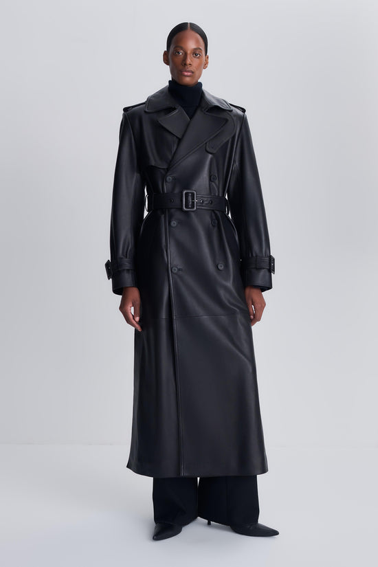 Oteria Belted Leather Coat