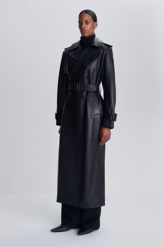 Oteria Belted Leather Coat