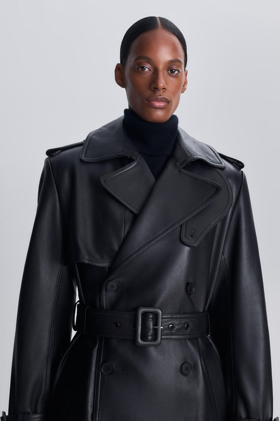 Oteria Belted Leather Coat