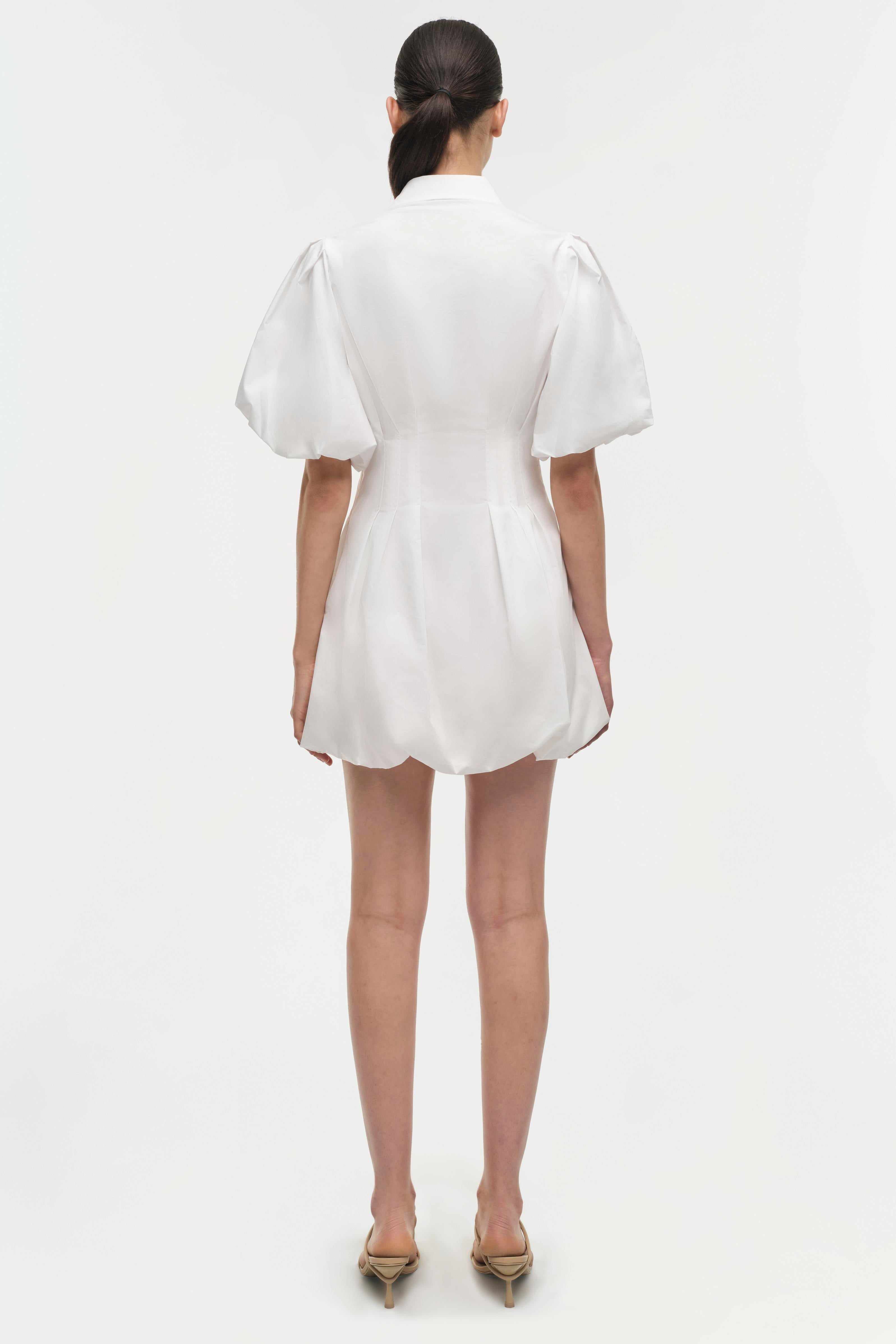 white dress bell sleeves Simkhai Women's Cleo Cotton Mini Dress, White | Size: 4