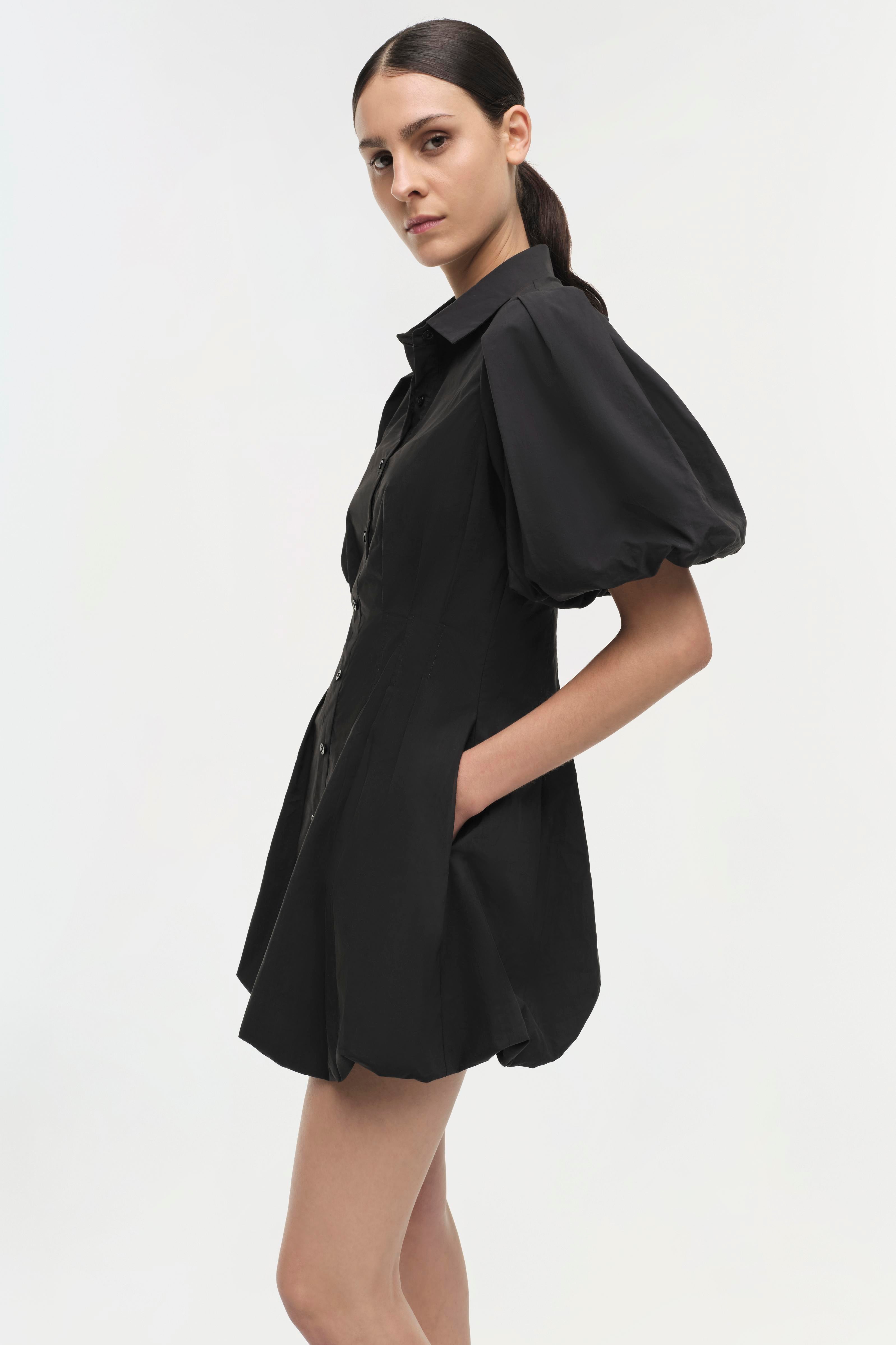 Simkhai Women's Cleo Balloon Pintuck Mini Dress - Black - Size 0 Simkhai Women's Cleo Balloon Pintuck Mini Dress - Black - Size 0