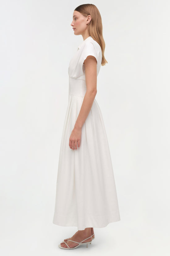 faille midi dress Helsa Faille Midi Dress in Black