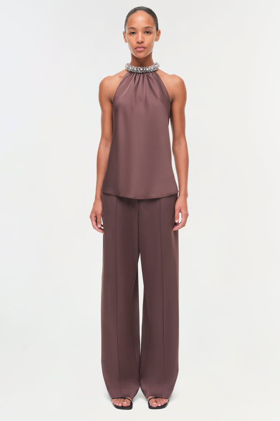 Navi Embellished Satin Top