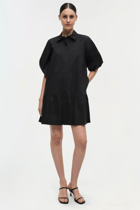 choosy shirt dress Choosy St. Crosby Dress Plunging Neckline Tie Waist Women's Dress in Black