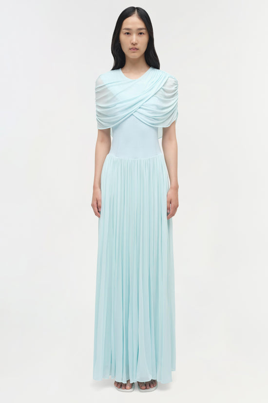 Nancie Draped Jersey Cape Maxi Dress
