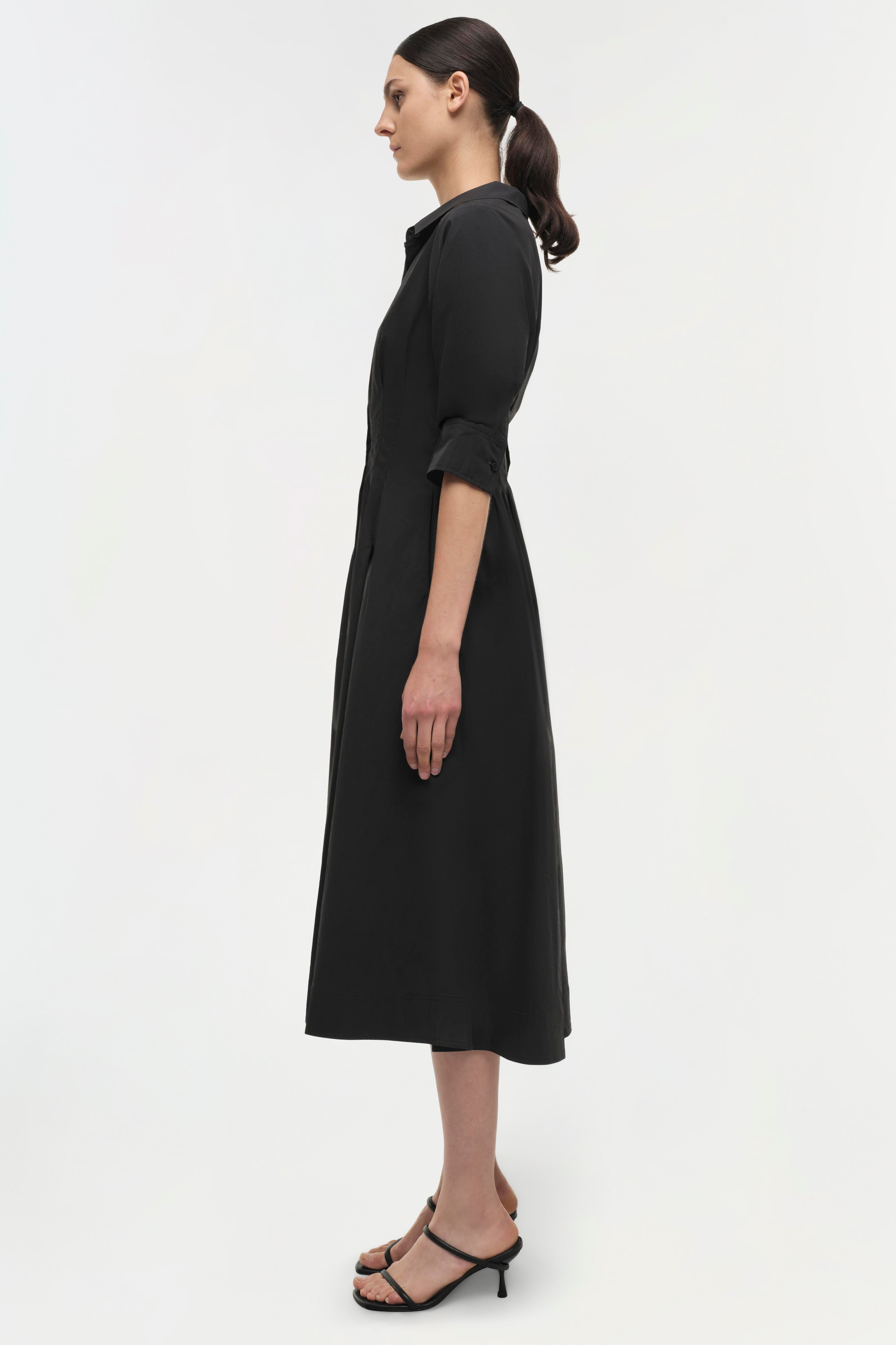 Simkhai Jazz Poplin Pintuck Midi Dress - Black Simkhai Jazz Poplin Pintuck Midi Dress - Black