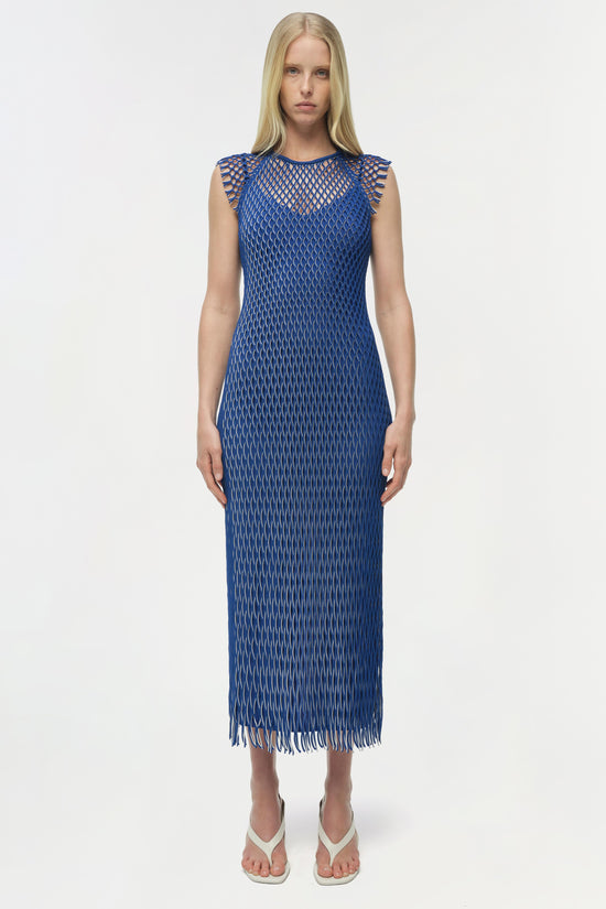 SIMKHAI Women's Faylen Knit Midi Dress in Royal Blue Multi, Size Large