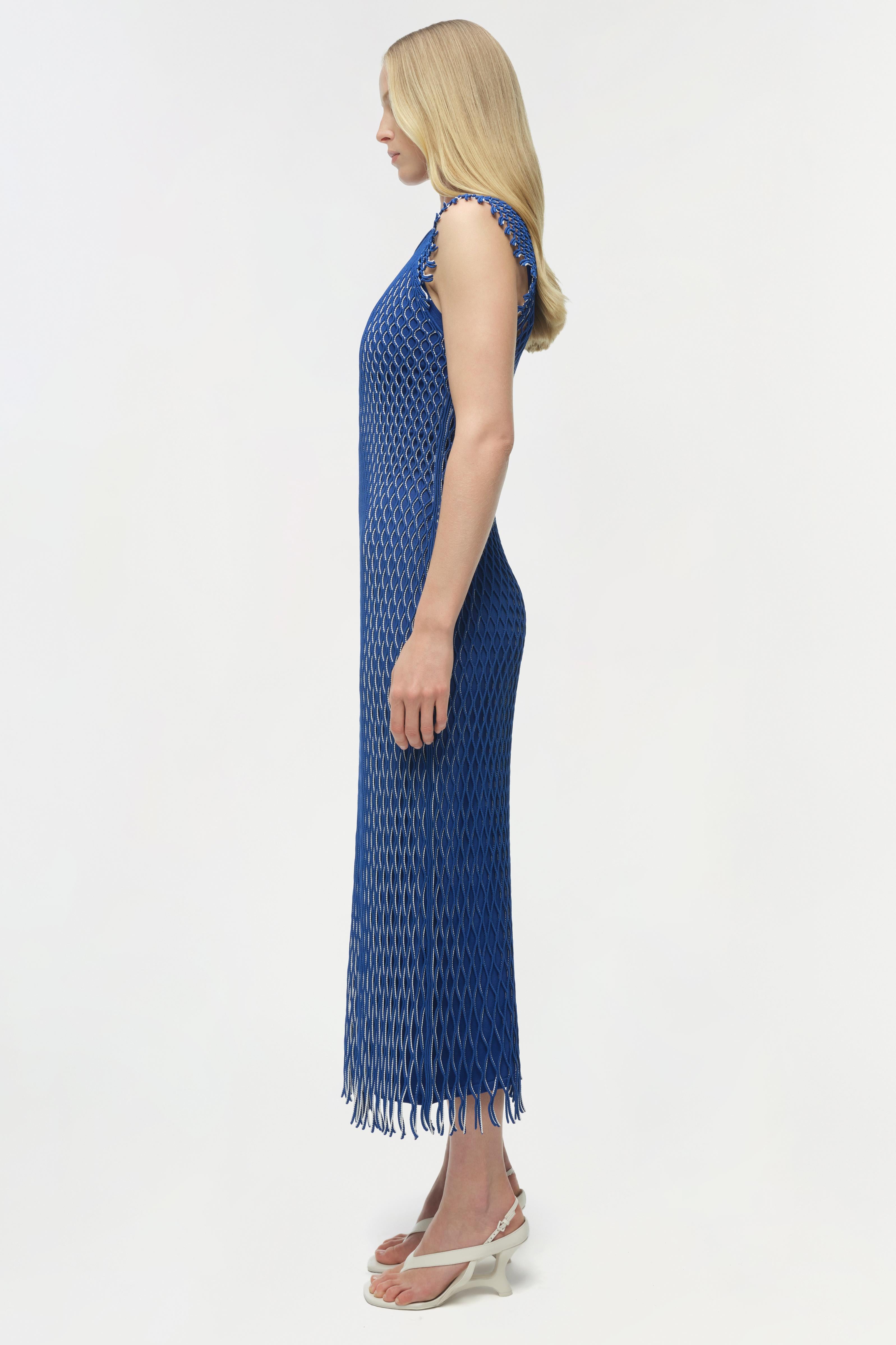 SIMKHAI Women's Faylen Knit Midi Dress in Royal Blue Multi, Size Large
