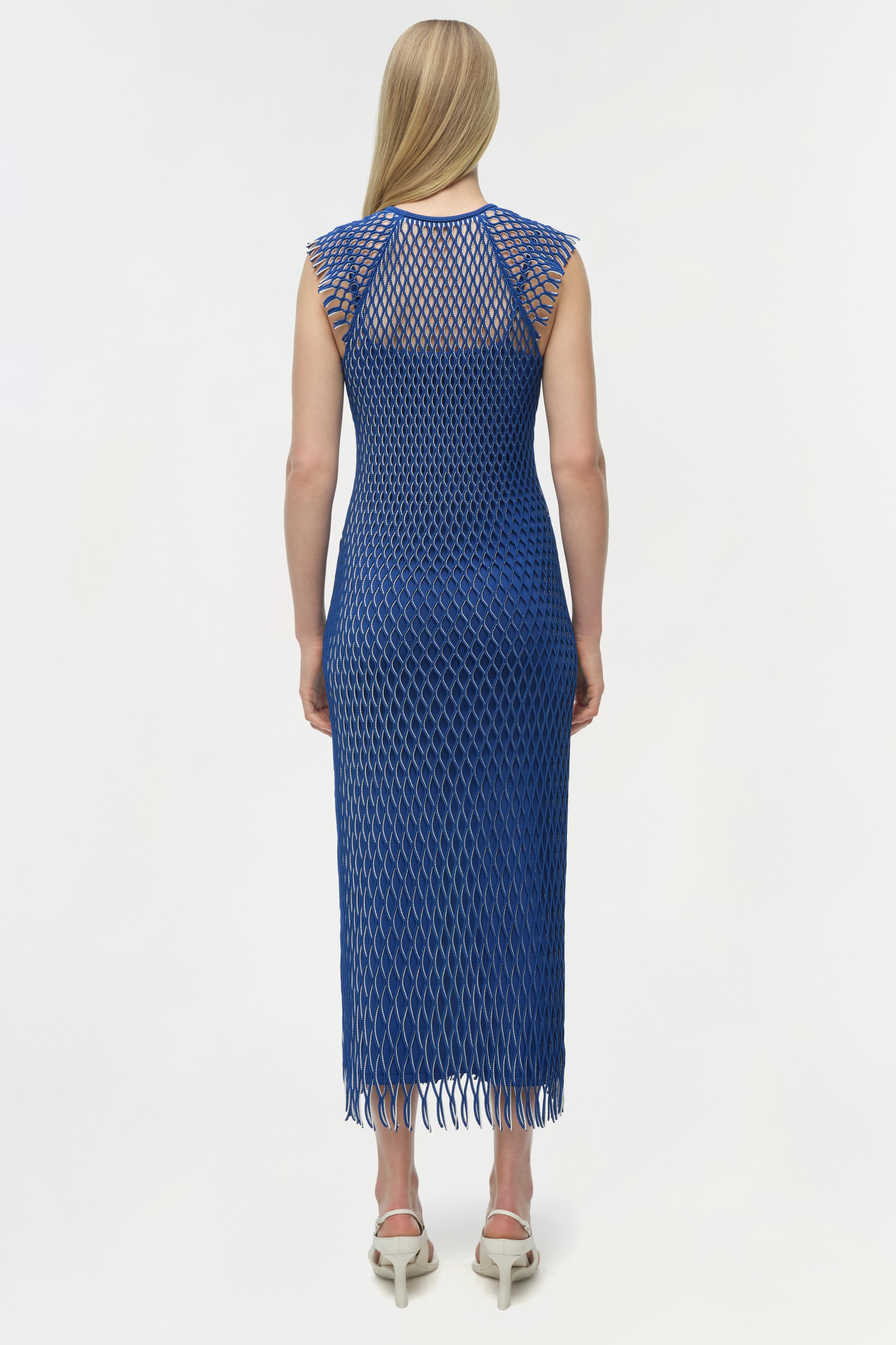 SIMKHAI Women's Faylen Knit Midi Dress in Royal Blue Multi, Size Large