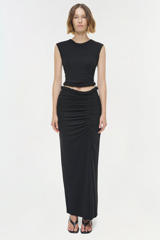 Juna Draped Jersey Midi Skirt