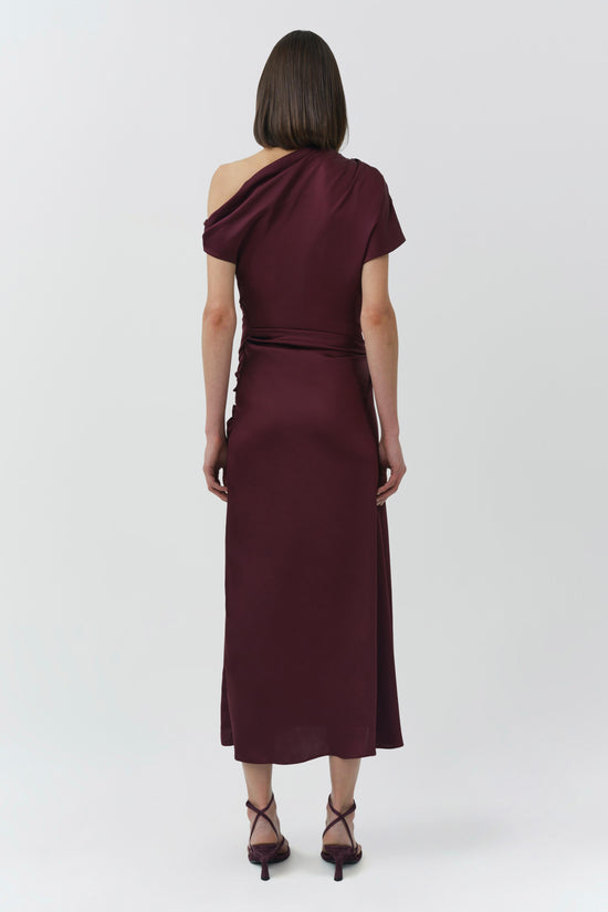 Joanna Off Shoulder Satin Midi Dress