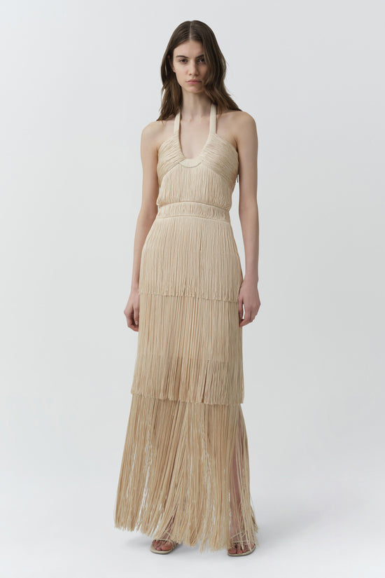 Baldwin Draped Fringe Gown
