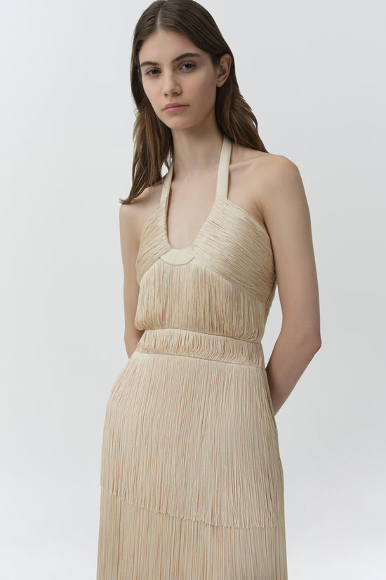 Baldwin Draped Fringe Gown