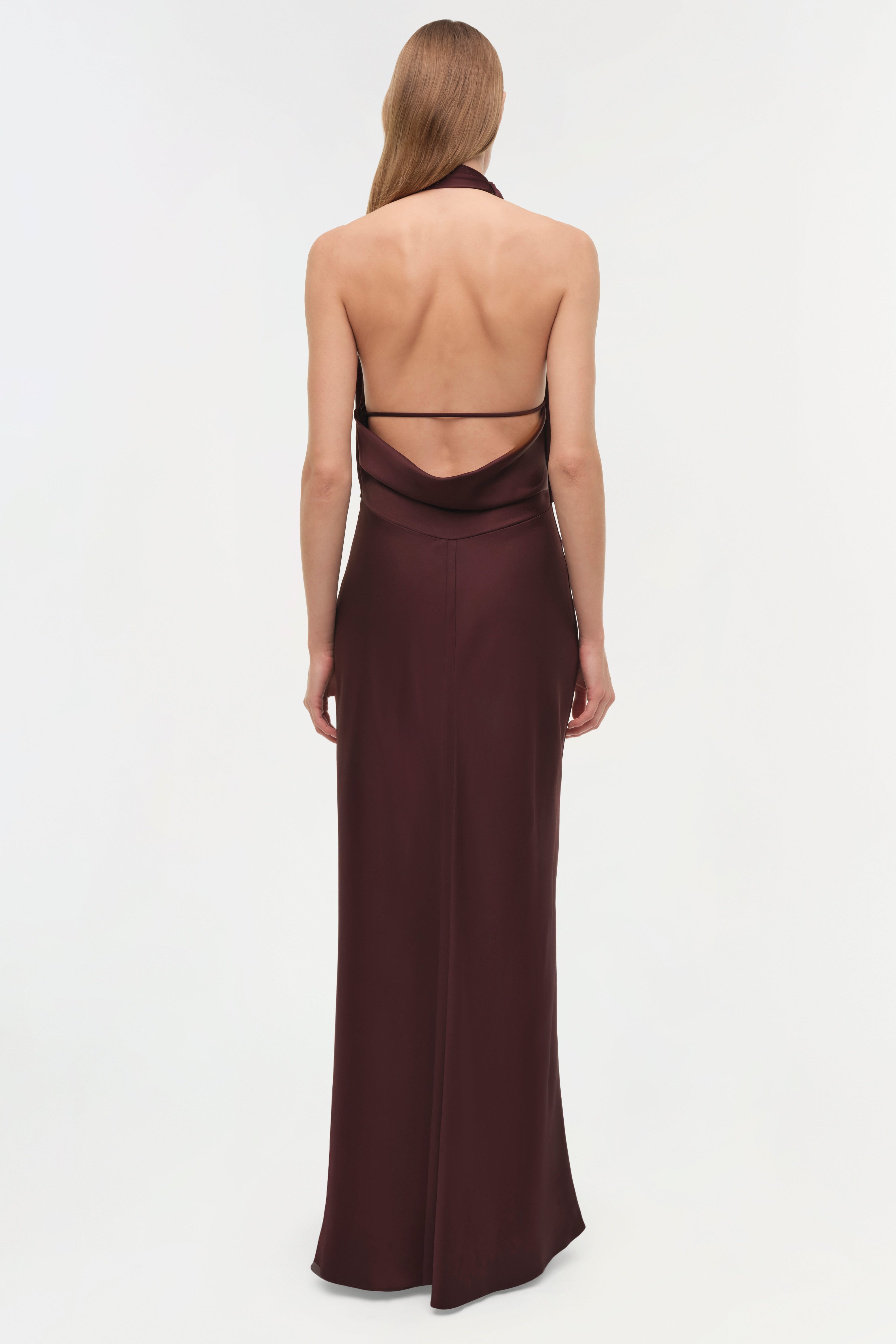 SIMKHAI Reannon Draped Gown in Chocolate - Size 8 SIMKHAI Reannon Draped Gown in Chocolate - Size 8