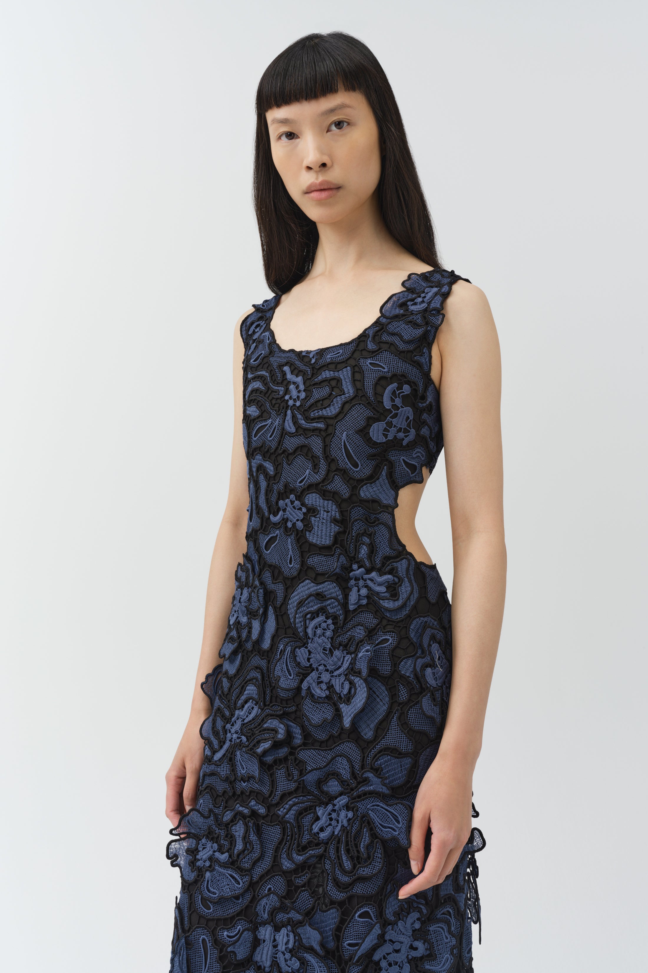 SIMKHAI Women's Corinna Lace Midi Dress in Dark Indigo Multi, Size Small SIMKHAI Women's Corinna Lace Midi Dress in Dark Indigo Multi, Size Small