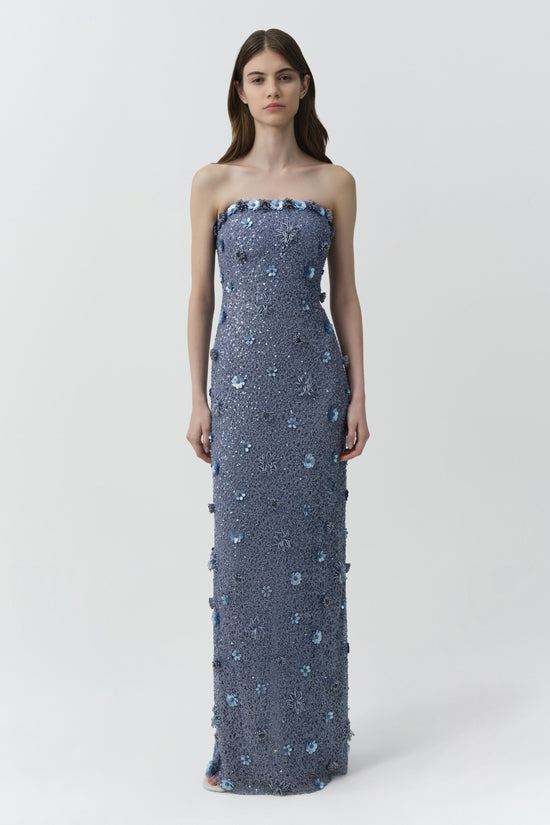 Serafina Strapless Embellished Gown