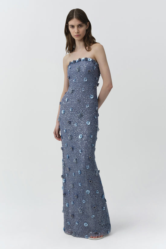 Serafina Strapless Embellished Gown
