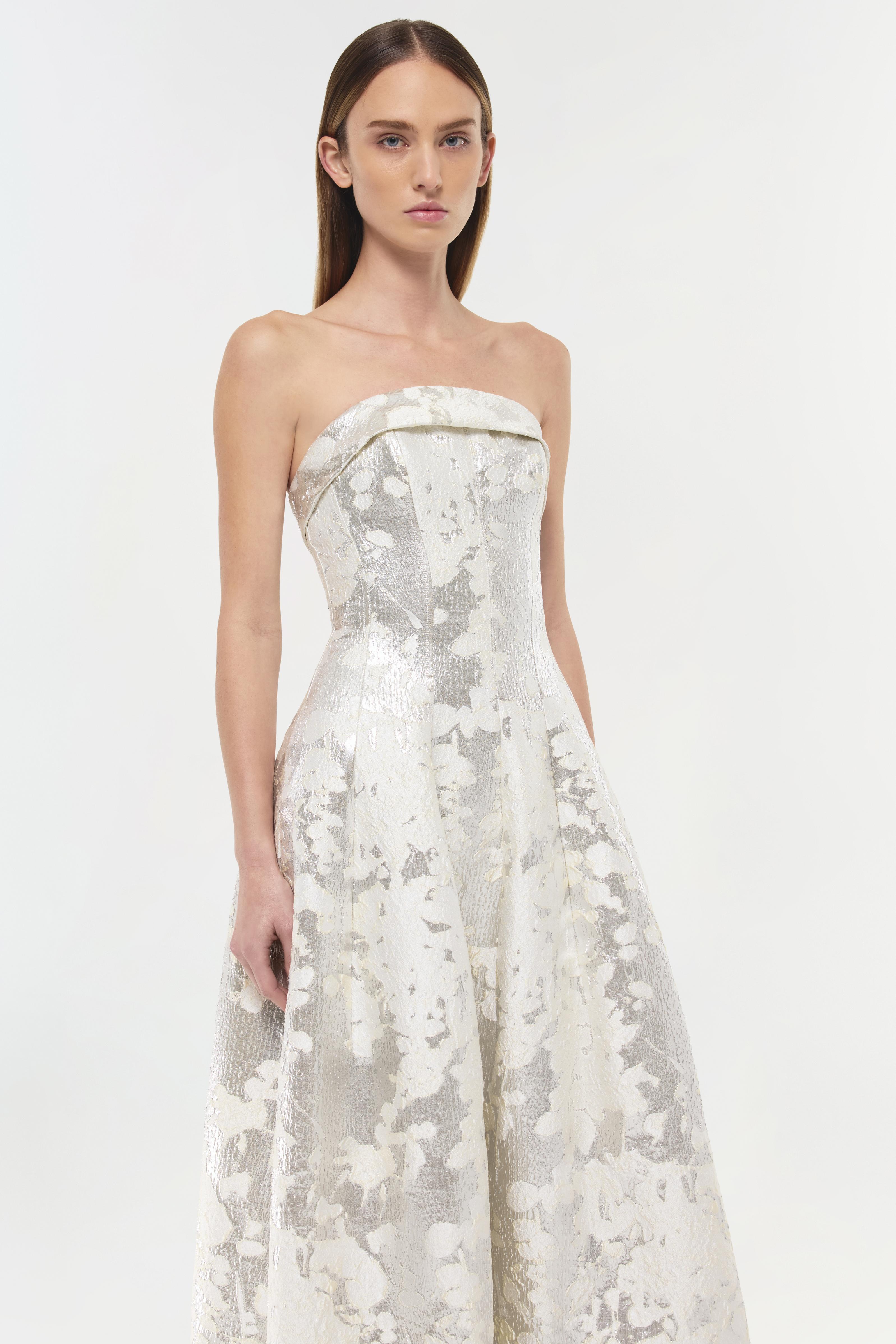 Simkhai Octavia Jacquard Strapless Gown - Silver Simkhai Octavia Jacquard Strapless Gown - Silver