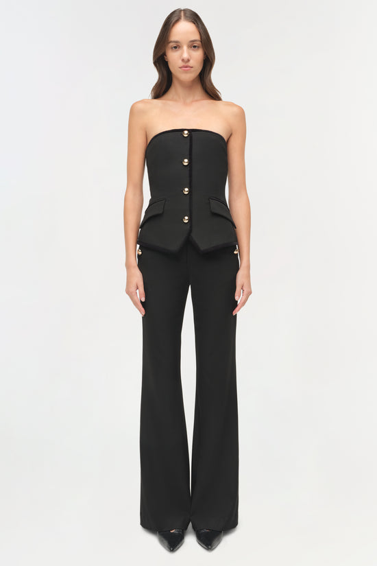 Cambrie Velvet Trimmed Bustier Top