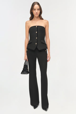 Cambrie Velvet Trimmed Bustier Top