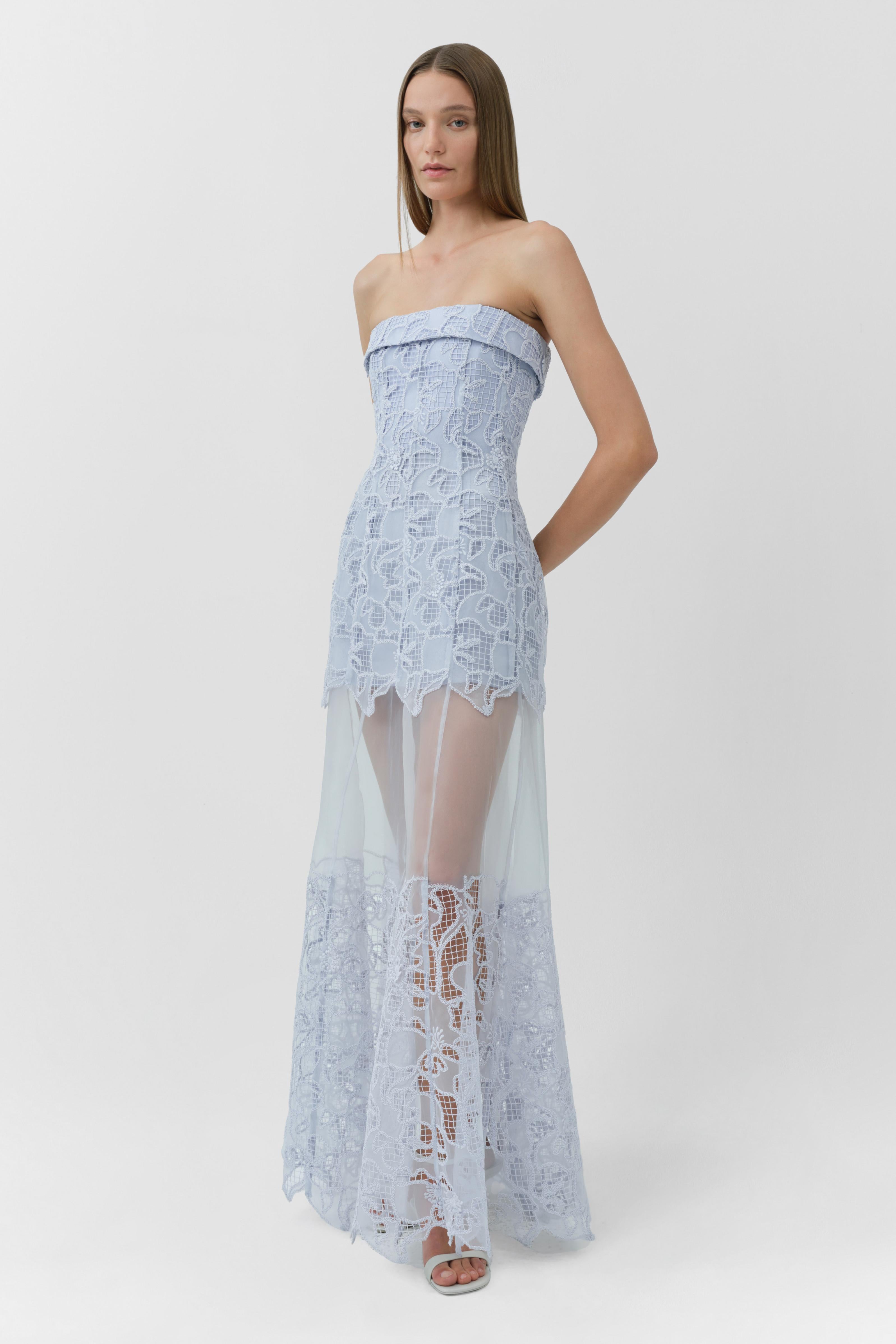 Rennis Embroidered Organza Bustier Gown