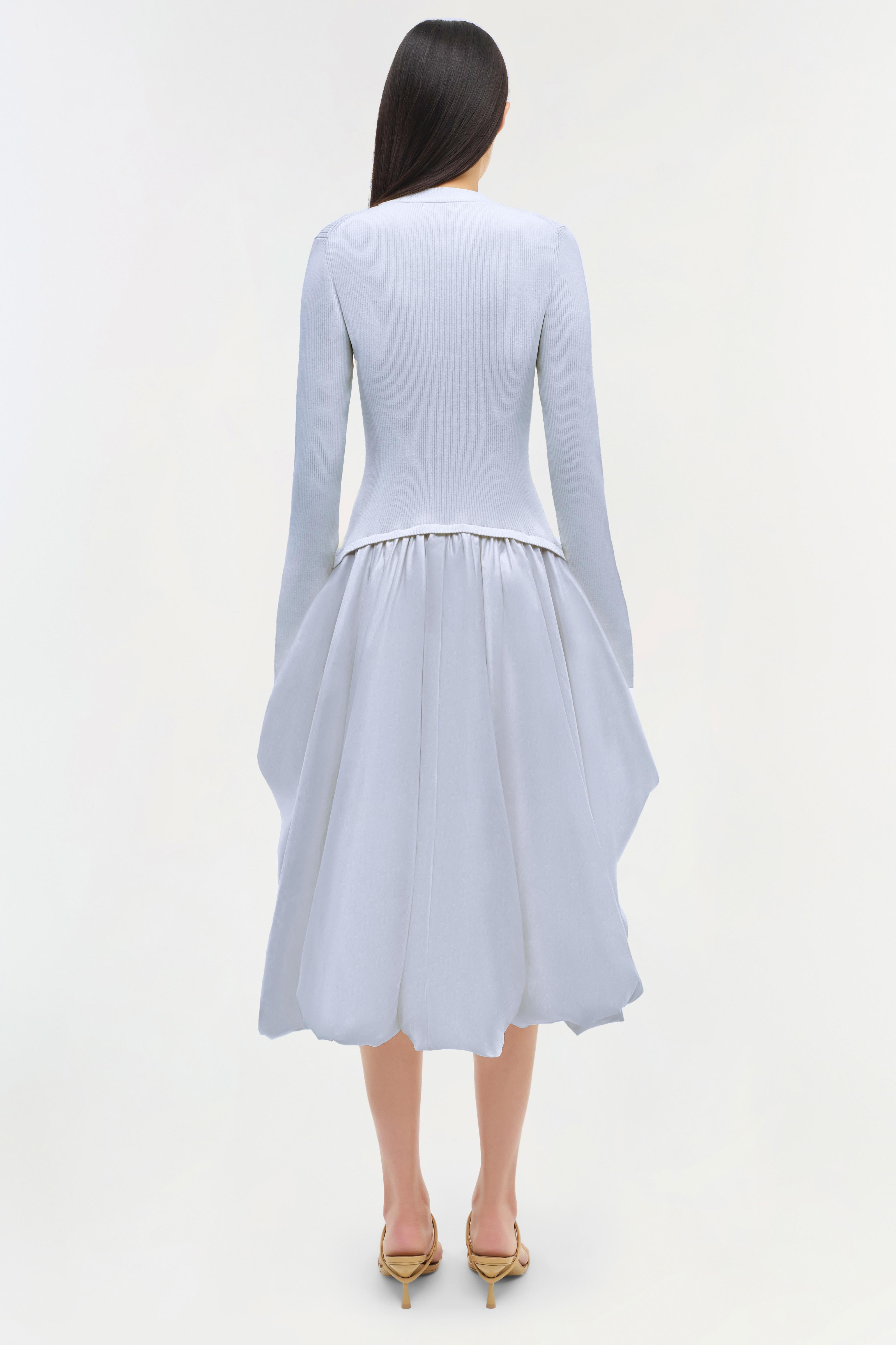 SIMKHAI Women's Kenlie Mixed-Media Bubble Skirt Midi-Dress - Blue