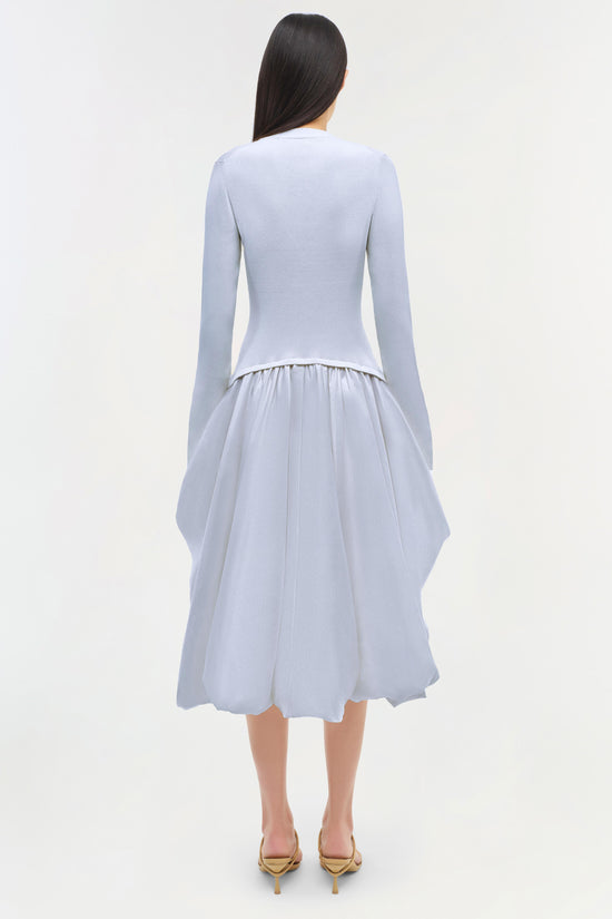 Simkhai Kenlie Mixed Media Bubble Midi Dress, Blue, Women's, Medium, Cocktail & Party Wedding Guest Dresses Midi Dresses Simkhai Kenlie Mixed Media Bubble Midi Dress, Blue, Women's, Medium, Cocktail & Party Wedding Guest Dresses Midi Dresses