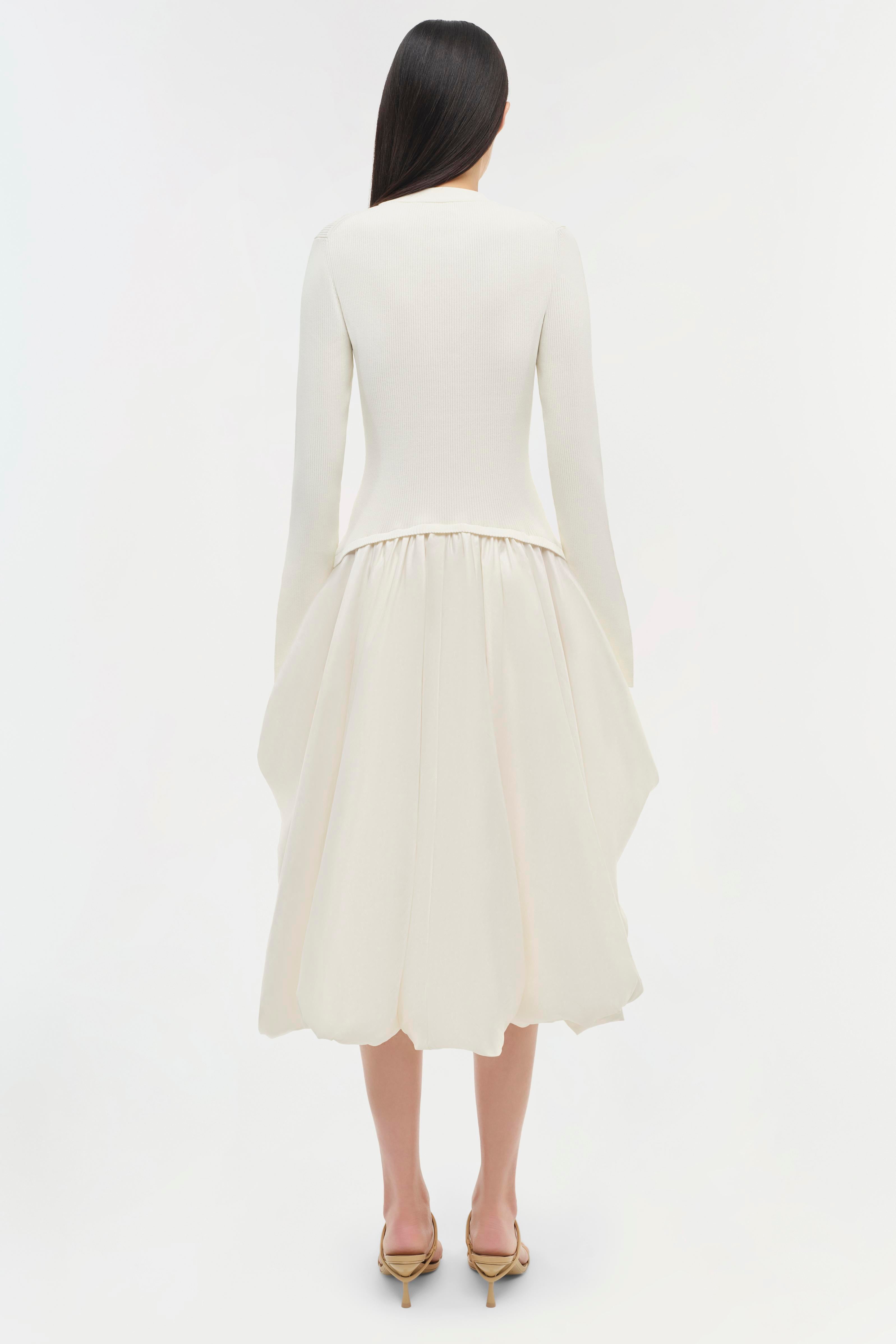 Simkhai Kenlie Mixed Media Midi Dress - Ivory Simkhai Kenlie Mixed Media Midi Dress - Ivory