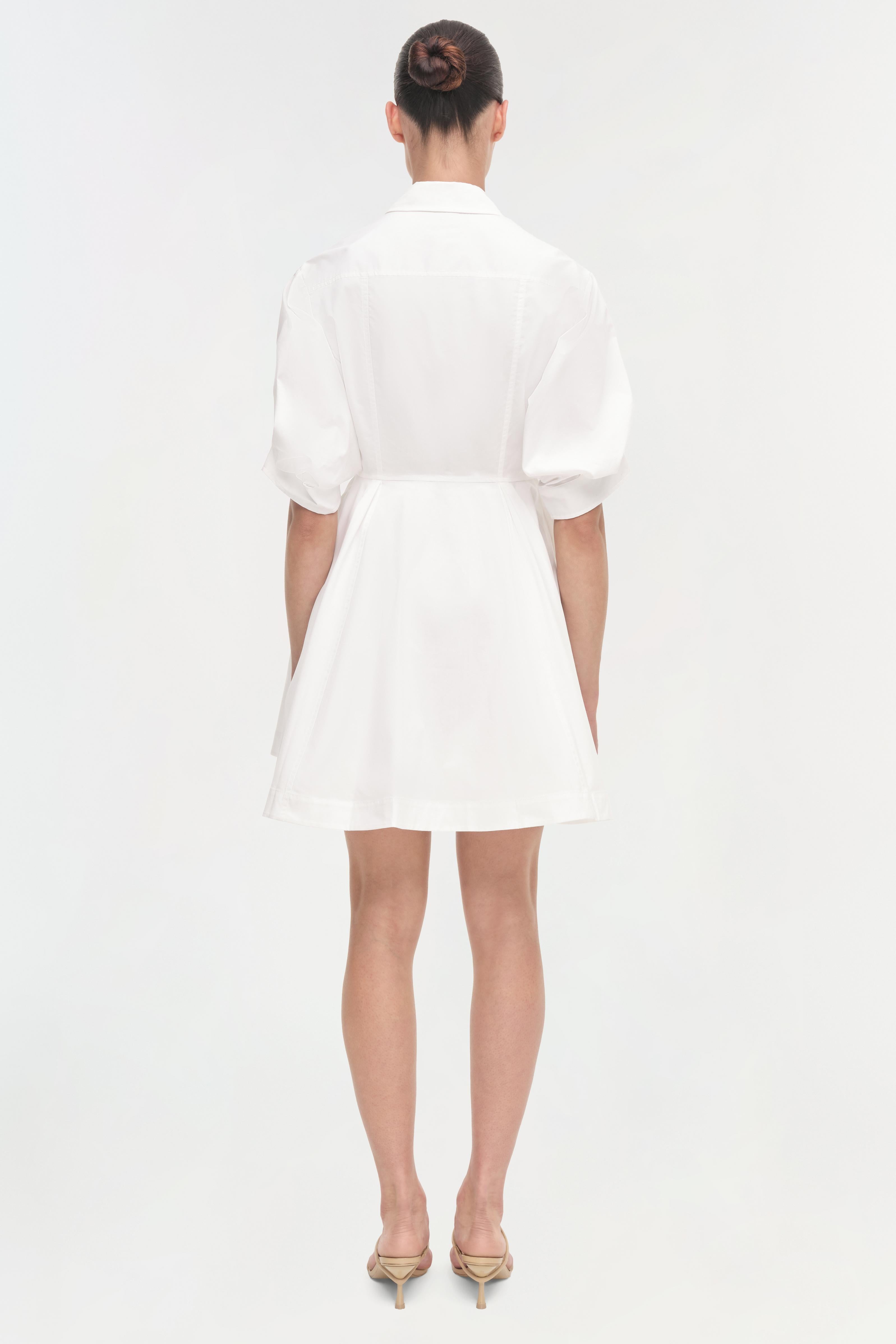 marcy short sleeve mini shirt dress in white simkhai Marcy Cotton Mini Shirt Dress AMY Atelier