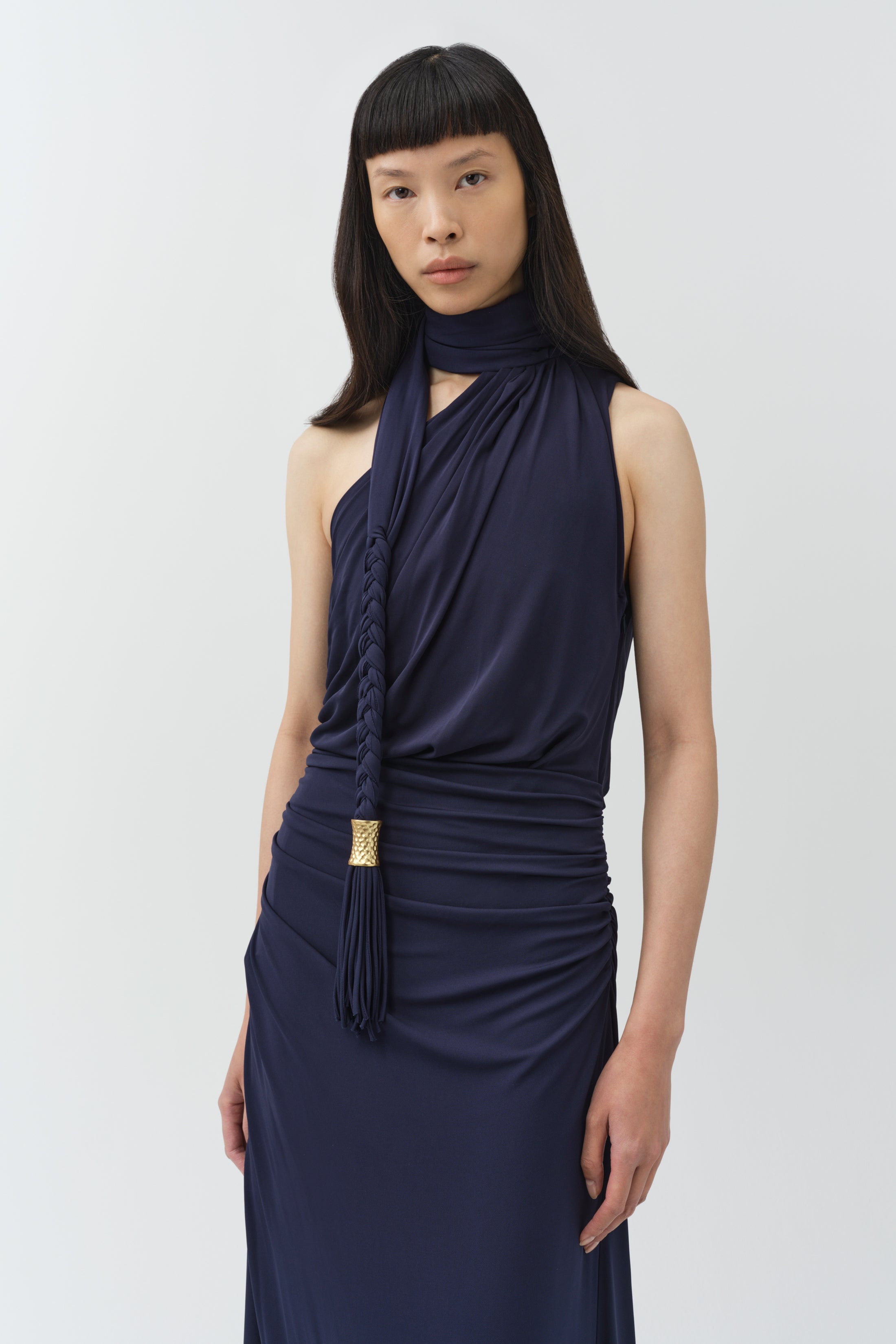 SIMKHAI Women's Moira Draped Jersey Gown in Midnight, Size 0 SIMKHAI Women's Moira Draped Jersey Gown in Midnight, Size 0