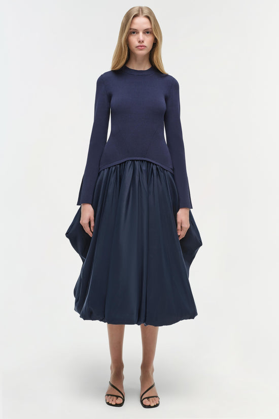 Kenlie Taffeta Knit Midi Dress