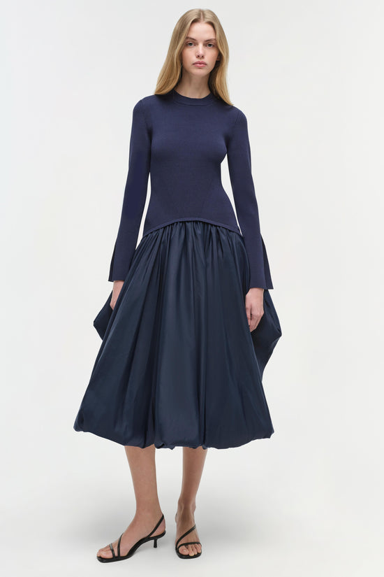 Kenlie Taffeta Knit Midi Dress