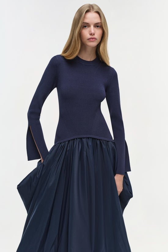 Kenlie Taffeta Knit Midi Dress