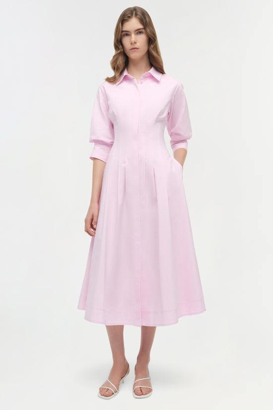 jazz cotton midi dress Jazz pleated cotton-blend poplin midi shirt dress - white