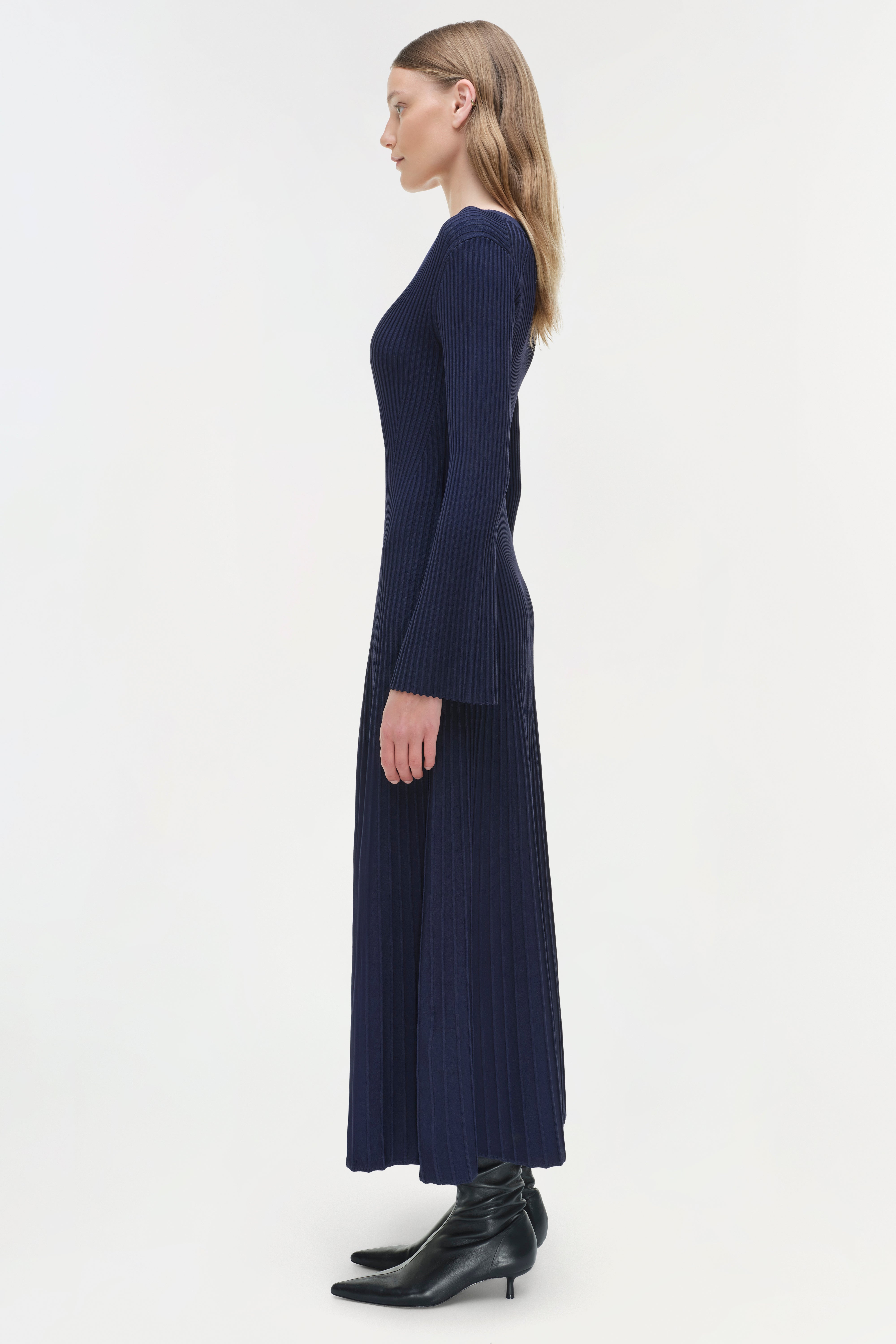 SIMKHAI Women's V-neck Genna Knit Midi Dress in Midnight, Size Small SIMKHAI Women's V-neck Genna Knit Midi Dress in Midnight, Size Small