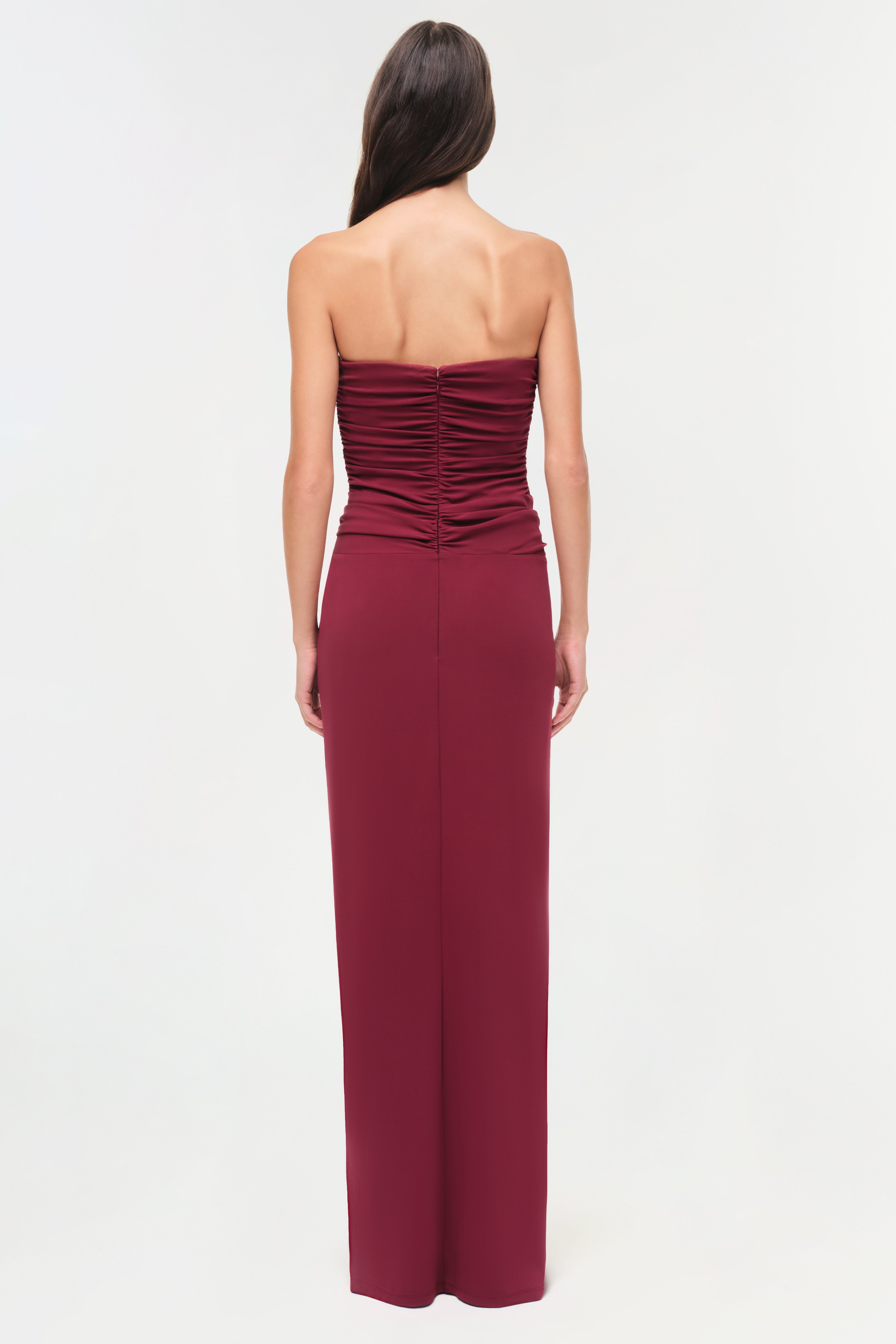 SIMKHAI Women's Emma Strapless Jersey Gown in Oxblood, Size 6 SIMKHAI Women's Emma Strapless Jersey Gown in Oxblood, Size 6