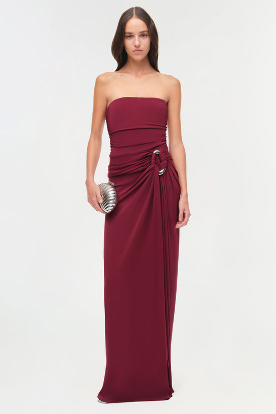 simkhai organza dress Pomegranate Beaux Tiered Mini Dress