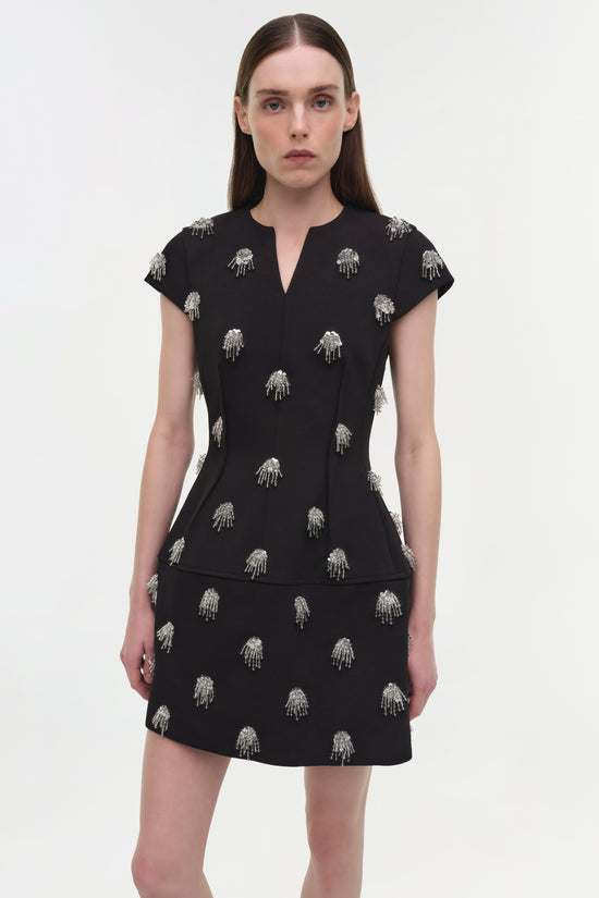 Bethanie Twill Embellished Mini Dress