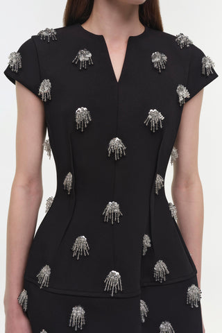 Bethanie Twill Embellished Mini Dress