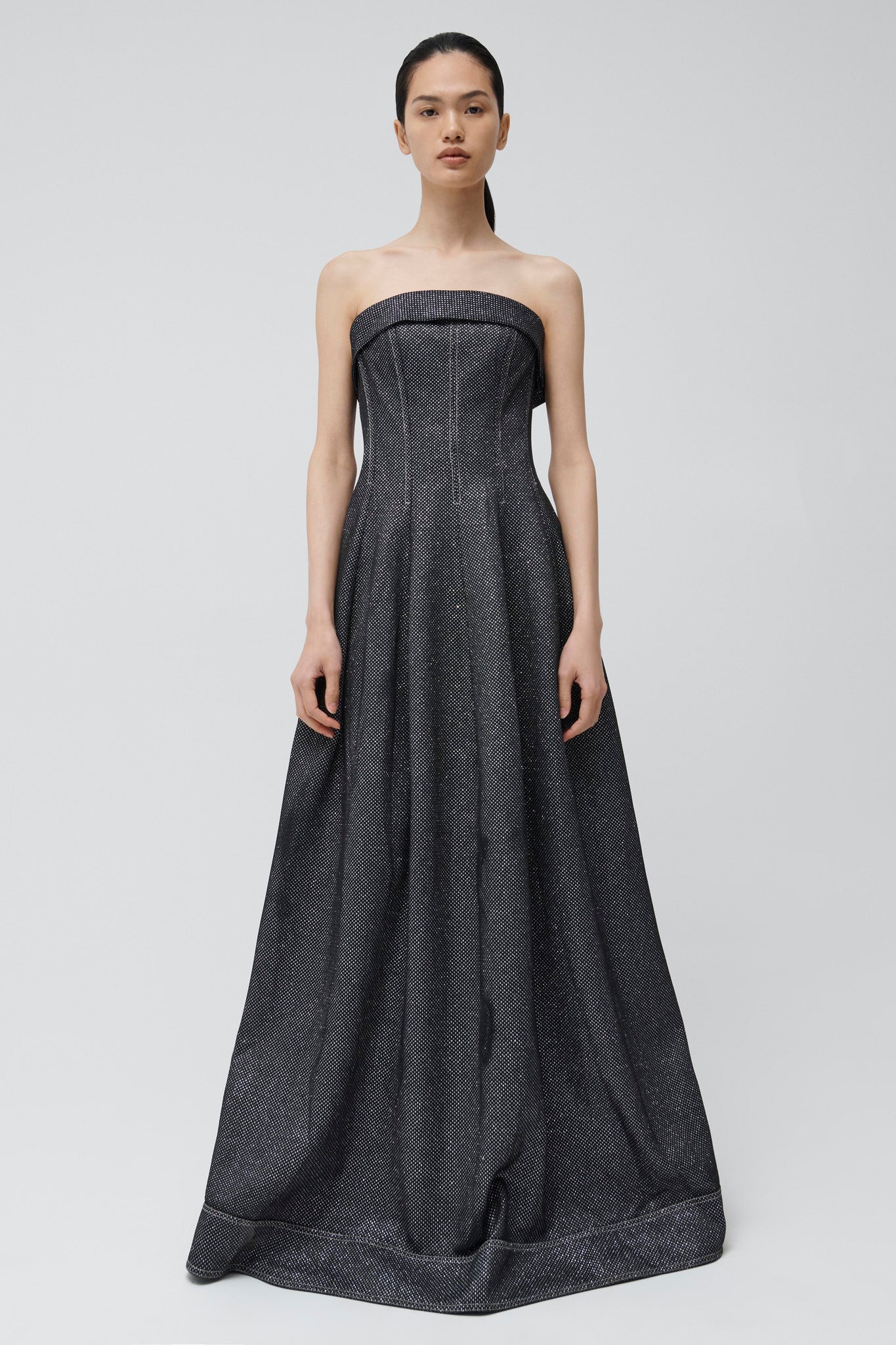 Black Octavia Strapless Gown - SIMKHAI